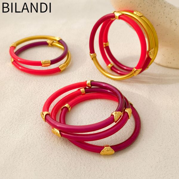 Браслет Bilandi, модные ювелирные изделия, красочный силиконовый браслет, высококачественная пластиковая трубка, трехцветные браслеты для женщин, подарок 230906
