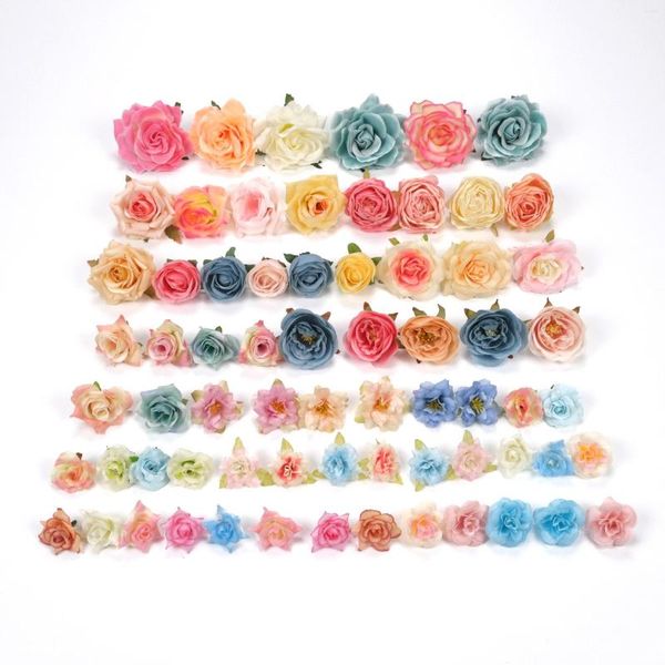 Fiori decorativi 68 pezzi colori assortiti set combinato seta artificiale cappello artigianale fai da te berretto da laurea accessori per capelli decorazione fiore finto