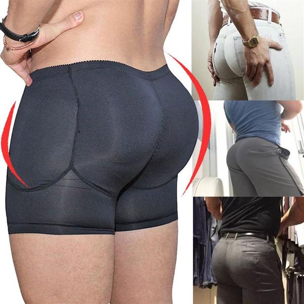 Cuecas homens falsos nádegas roupa interior sem costura barriga controle shaper sexy ass bulift boxers hip up acolchoado bupush calcinha curto bla195b