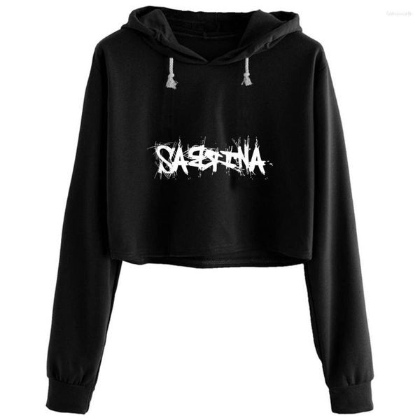 Damen Hoodies Sabrina Crop Frauen Anime Emo Ästhetischer Kpop Pullover für Mädchen