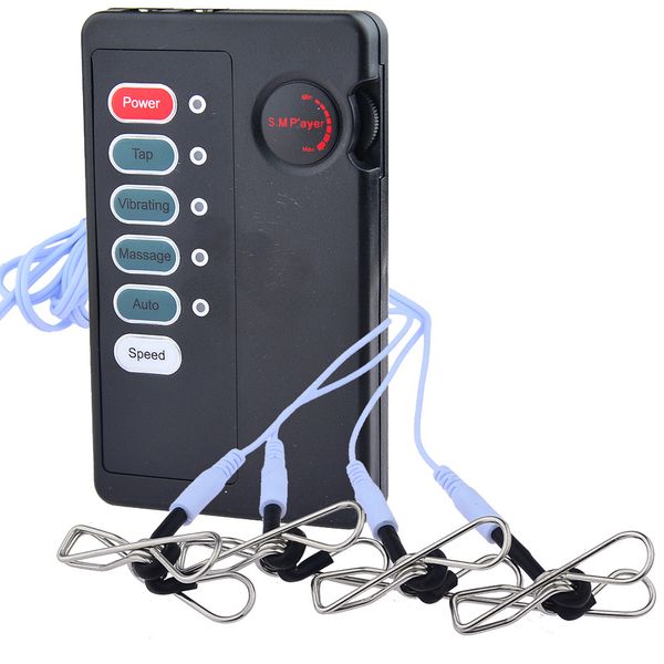 Elektroschock-Bdsm-Bondage-Nippel-Sauger-Klemmen, Elektro-Metallperlen, Anal-Butt-Plug, Brust-Stimulierungspads, Sexspielzeug für Erwachsene