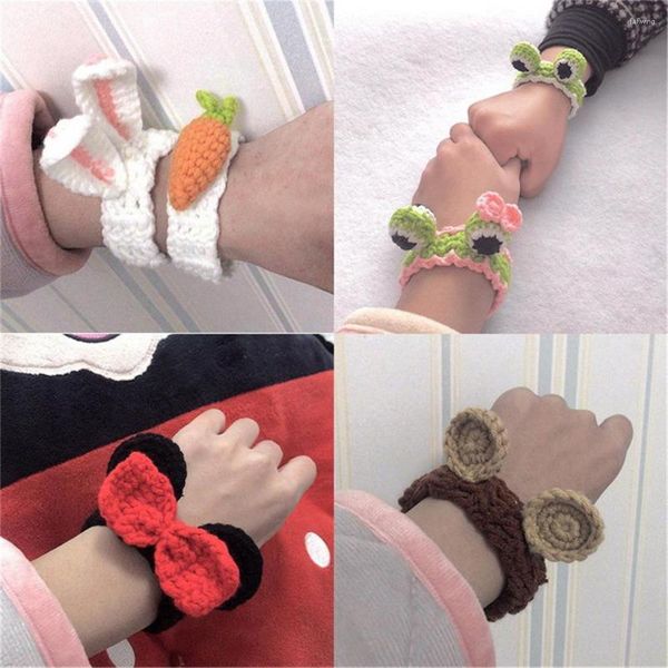 Charme pulseiras bonito dos desenhos animados anime pelúcia sapo moda animal lã tricô artesanal pulseira presente para amigos amantes estudante