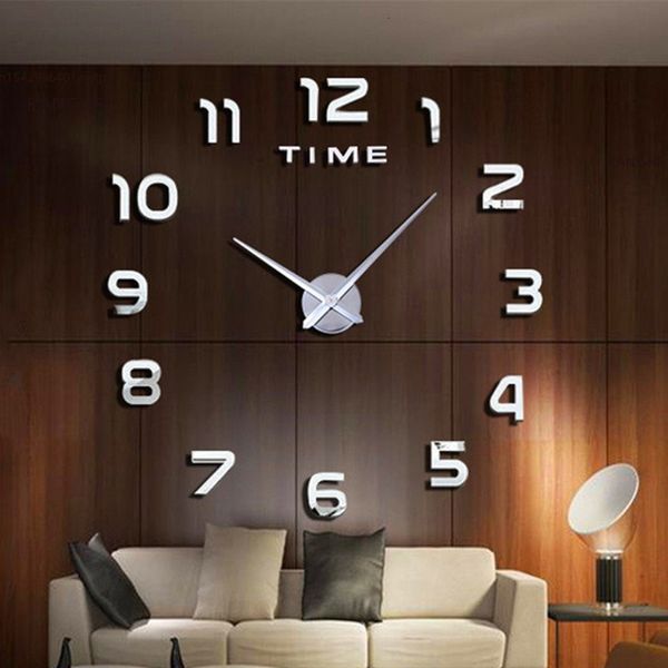 Dekoratif Nesneler Figürinler Modern Tasarım Büyük Duvar Saati 3D DIY Kuvars Saatler Moda Saatler Akrilik Ayna Çıkartmaları Oturma Odası Ev Dekoru Horloge 230906