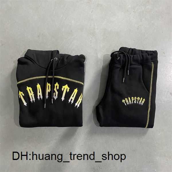 Trapstar Tracksuits Terno Homens Central Cee Set Top Quality Gold Letter Bordado Preto Painéis Mulheres Hoodie Jogger Calças Trapstar Jaqueta Cortiez OY0M