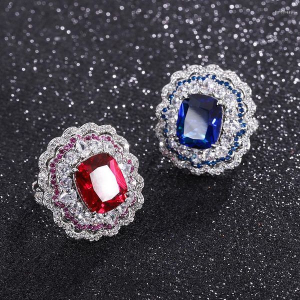 Colar brincos conjunto europeu e americano anel feminino pombo sangue vermelho tesouro azul com diamante incrustado