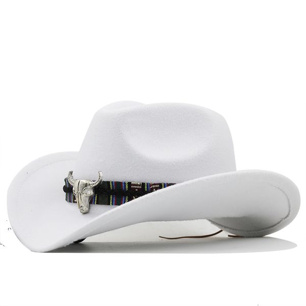 Cappelli a tesa larga Cappelli a secchiello Cappello da cowboy western da uomo semplice bianco da donna per gentiluomo Lady Jazz Cowgirl con cloche in pelle Cappellini sombrero da chiesa 230905