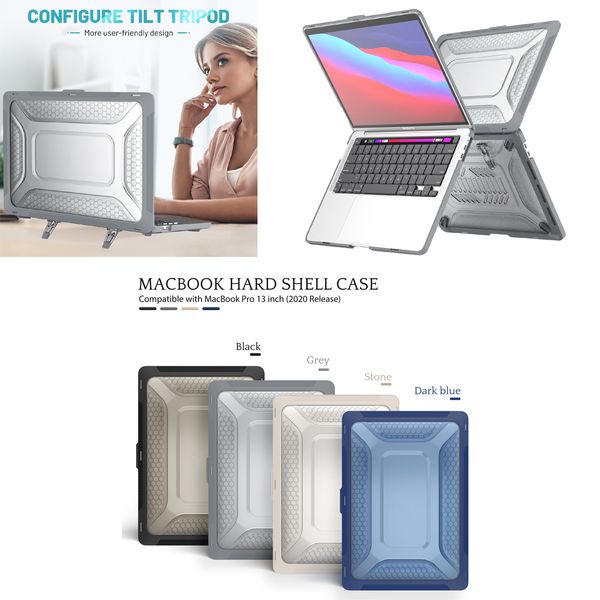 Чехол для MacBook Pro 13 дюймов A2442 M1 A2289 A2251 Mac Book Air 13 дюймов 13,3 сверхпрочный пластиковый жесткий чехол со складной подставкой противоударные чехлы для ноутбуков всего тела