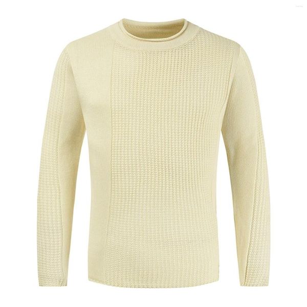 Maglioni da uomo Maglione bianco Autunno Inverno Pullover tinta unita Top O-Collo lavorato a maglia Tunica a maniche lunghe Maglieria in peluche Camicie oversize