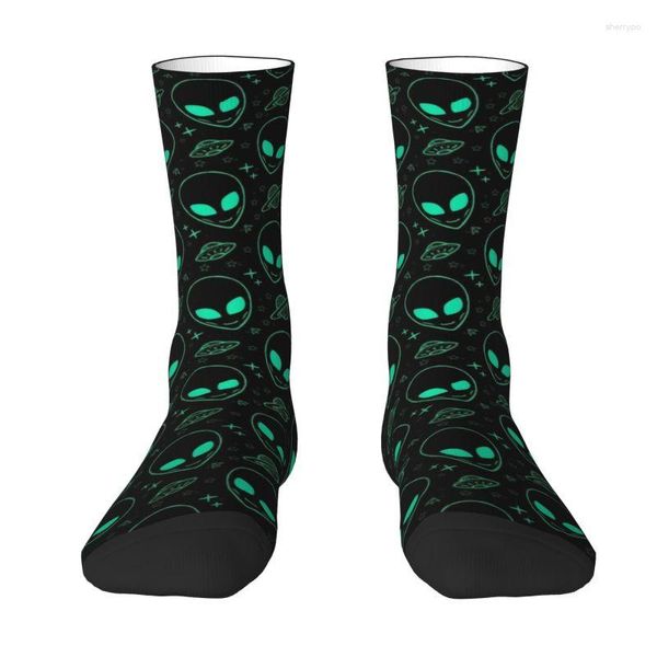 Herrensocken Alien und UFO Space Star Muster Männer Frauen Crew Unisex Cool Frühling Sommer Herbst Winter Kleid