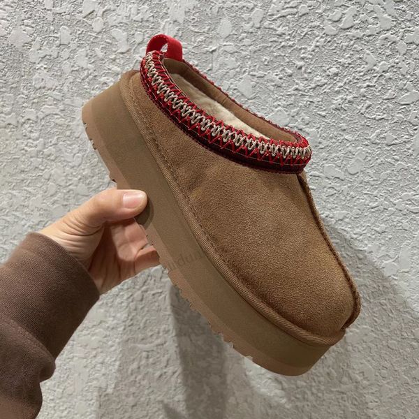 Mulheres Uggskid Tazz Designer Botas de semente de mostarda Chinelos de pele Slides Clássico Ultra Mini Bota Plataforma Tasman Slip-on Les Petites Camurça Mistura de Lã Conforto Inverno