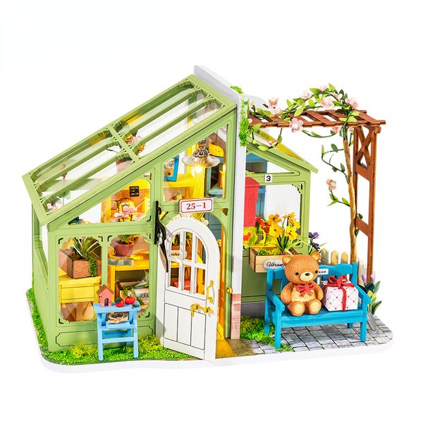 Puppenhauszubehör DIY Frühlingsbegegnung Blumen Puppenhausmöbel Kinder Erwachsene Miniatur-Puppenhaus Holzbausätze Spielzeug DG154 Geburtstagsgeschenk Kunst 230905