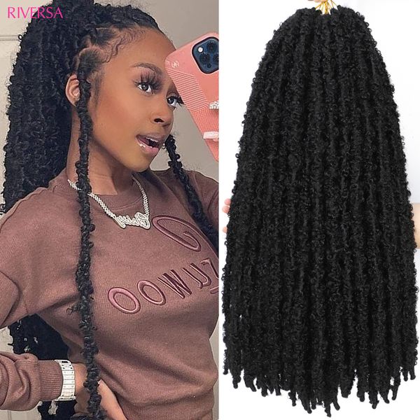 Bulks de cabelo humano 18/24 polegadas 1B Butterfly Locs Crochet Cabelo Dreadlocks Meche Faux Locks Crochet Cabelo Tranças Extensões Soft Locks Cabelo Sintético 230906