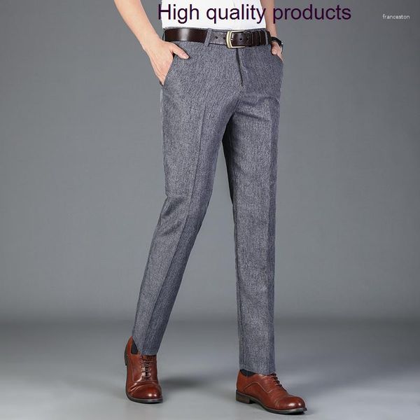 Calças masculinas outono primavera negócios casual longo moda terno masculino reto calças formais cinza plus size 40