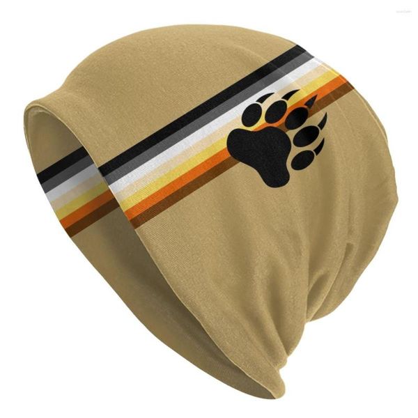 Berets Gay Bear Flag GLBT Skullies Beanies Caps Männer Frauen Unisex Straße Winter Warme Strickmütze Erwachsene LGBT Lesben Motorhaube Hüte