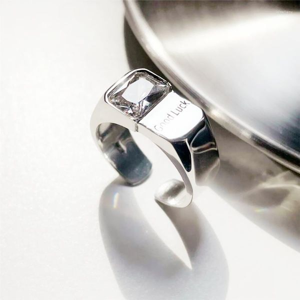 Cluster Ringe glänzende Kristall Viel Glücksbuchstaben Silber Farbe Lebbarer Öffnungsring für Frauen Luxusschmuck