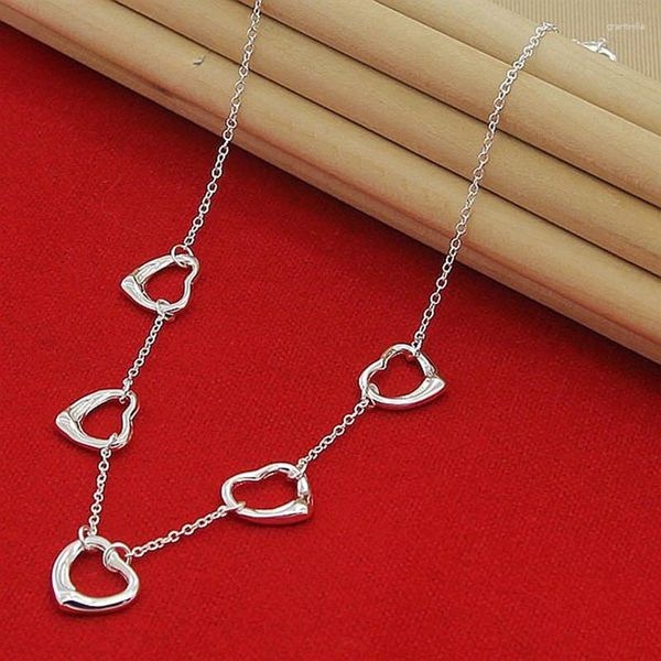 Gargantilha suyixian 925 prata corrente colares cinco coração pingentes colares jóias colar colar de plata n211