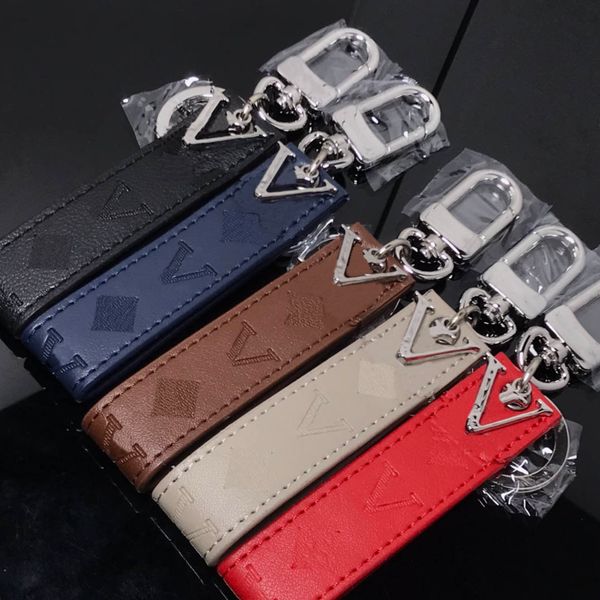 Кожаный брелок для ключей с буквенным принтом, серебряный цветной брелок, модный брендовый автомобильный брелок, мужские и женские ювелирные изделия