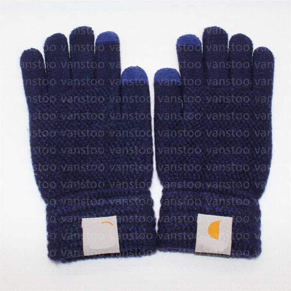 Luvas de malha designer clássico outono cor sólida europeu e americano carta casal luvas inverno moda cinco dedo glove279t