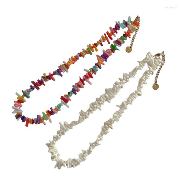 Ketten Barock-Korallen-Halskette, handgefertigt, natürliche Perlen, Kragenkette, verstellbare Länge, Schlüsselbein, trendige Krawatte, Geschenk 634D