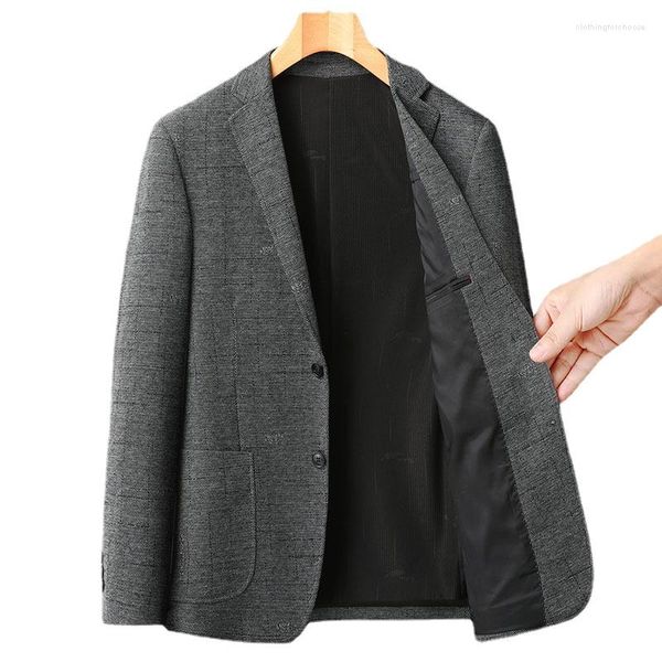 Abiti da uomo Arrivo Fahsion Casual Autunno Inverno Tendenza a scacchi Piccolo vestito Elastico Cappotto sottile Taglia M L XL 2XL 3XL 4XL