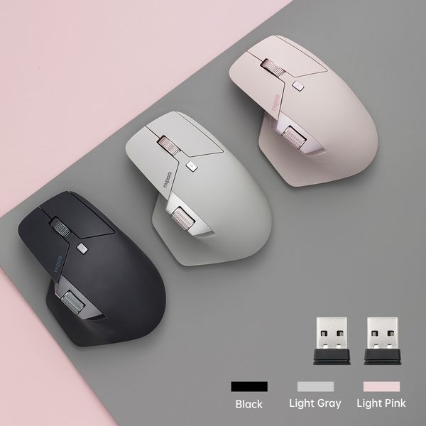 Ratos Rapoo MT760L Mouse nirkabel tetikus kantor ergonomis Multi mode dapat diisi ulang 3200 DPI mudah diganti hingga 4 perangkat Bluetooth 230905