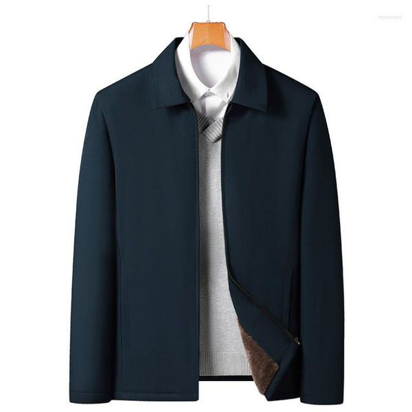 Giacche da uomo Giacca da uomo di lusso da lavoro Autunno Inverno Cappotto foderato in pile Cerniera Couverture Colletto Manica lunga Bomber sottile Top da ufficio