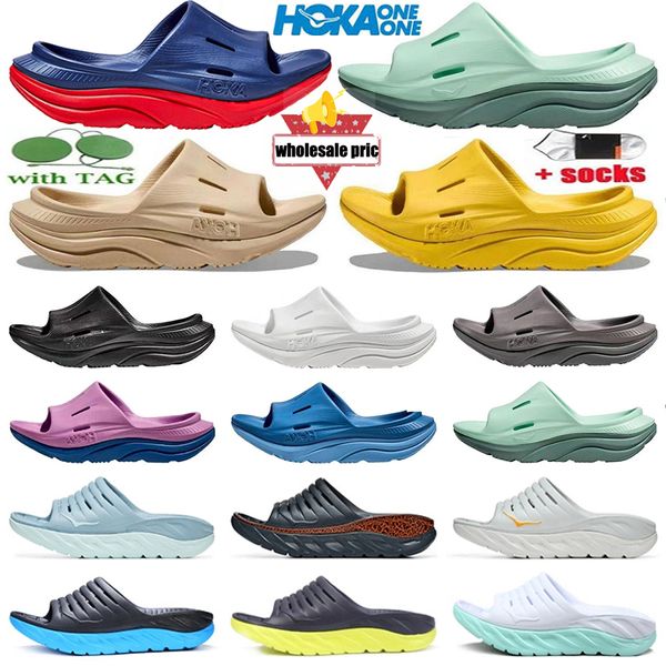 Hoka One One Orda Recovery Slide 3 для мужчин и женщин Сандалии Hokas Free People Shifting Sand Образ жизни Тройной белый черный Дизайнерские спортивные кроссовки Бесплатная доставка