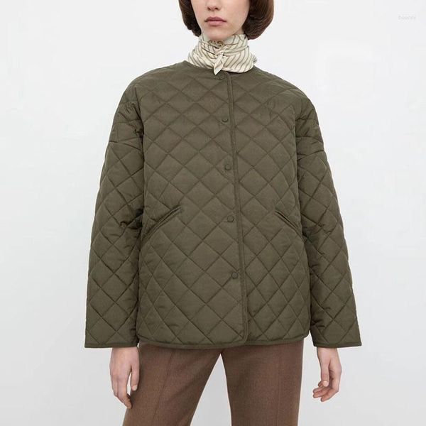 Cappotto da donna Parka monopetto invernale 2023 da donna Cappotto lungo a maniche corte scozzese lungo posteriore allentato da donna scozzese nero verde