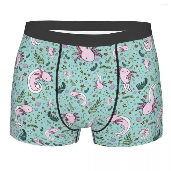 Cuecas masculinas axolotl animal boxer shorts calcinha respirável roupa interior bonito salamandra masculino sexy plus size