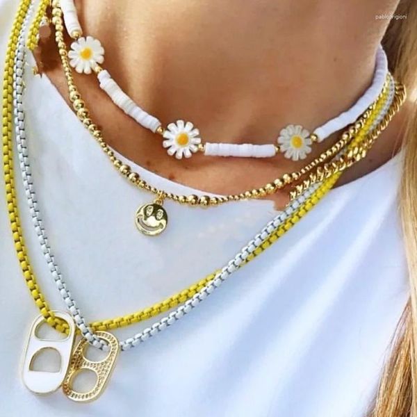 Choker Kaffeebohne Punk Iced Out Zirkon Schwein Nase Schmuck Gänseblümchen Blume Anhänger Charm Accessoire Halskette für Frau Exquisites Geschenk