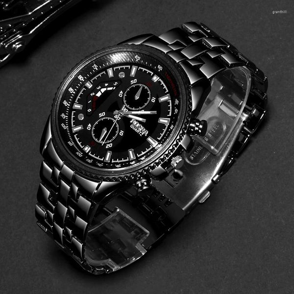 Orologi da polso Orologi sportivi da uomo neri ROSRA Acciaio inossidabile Moda Casual Esercito militare Orologio da polso Relogio Masculino Horloge Mannen