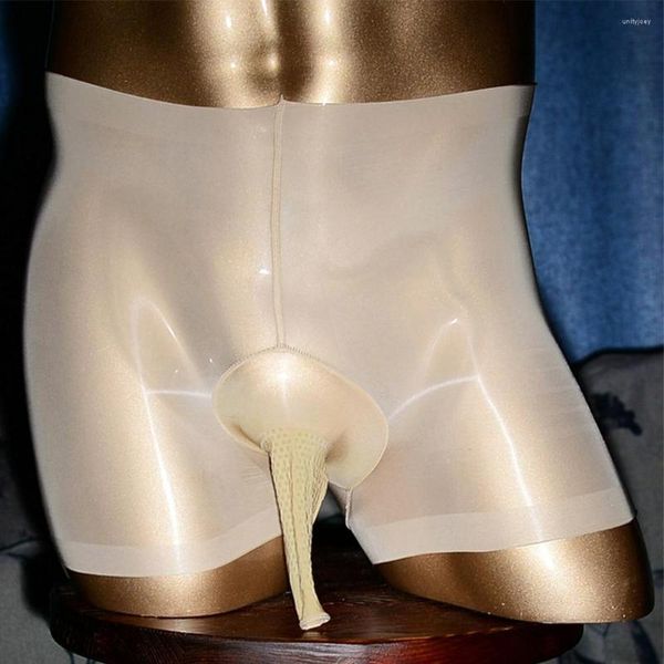 Underpants Soft Mens Ultra-fino Sheer Brilhante Cueca Boxer Shorts Ver através de Briefs Silk Men Bulge Bolsa