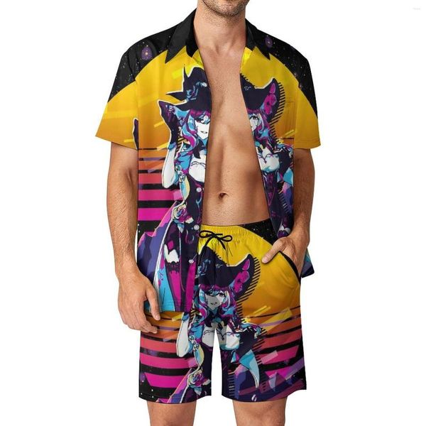 Мужские спортивные костюмы Genshin Impact Мужские комплекты 80-х годов Повседневная рубашка в стиле ретро Винтажная пляжная одежда Шорты Летний костюм на заказ Одежда из двух предметов большого размера