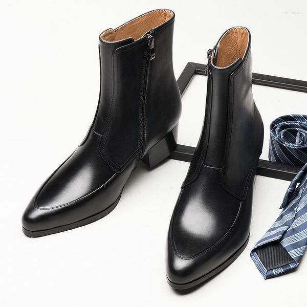 Stiefel Größe 37–44, klassische weiße Herren-Schuhe, 5 cm, Top-Qualität, spitzer Zehenbereich, formelle Kleidung, weiche Lederschuhe