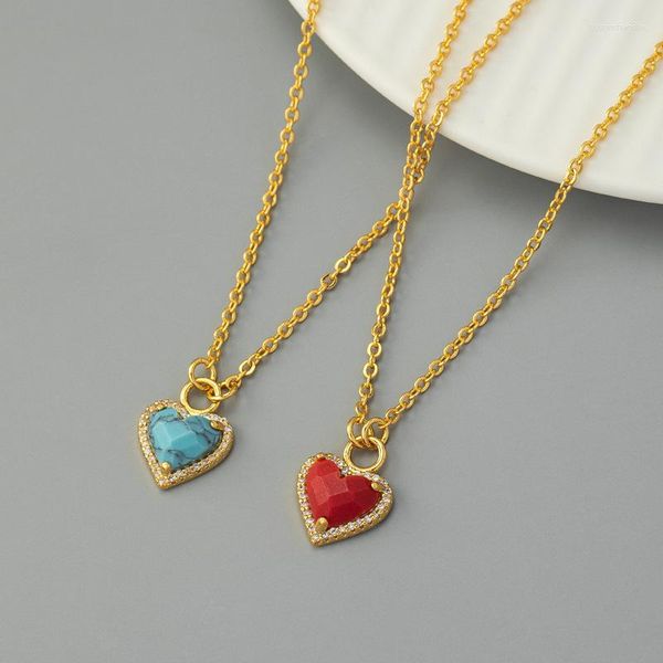 Ожерелья с подвесками LONDANY, винтажное ожерелье в гонконгском стиле, медь, трехмерный дизайн, Love Ins Wind Stone, бирюзовый