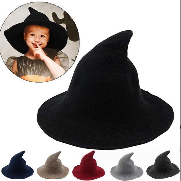 Cappello decorativo di Halloween Accessorio per costume da festa Vacanza Bambini Cappelli da mago strega Cappello da pony in cotone moda Berretto da secchiello per sport all'aria aperta