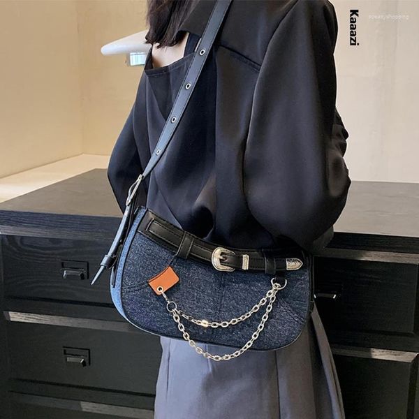 Borse da sera Borsa a tracolla hobo in denim con catena Versatile Ins Designer Piccola borsa a tracolla da donna Borsa cool di lusso Alta moda 2023 Hit