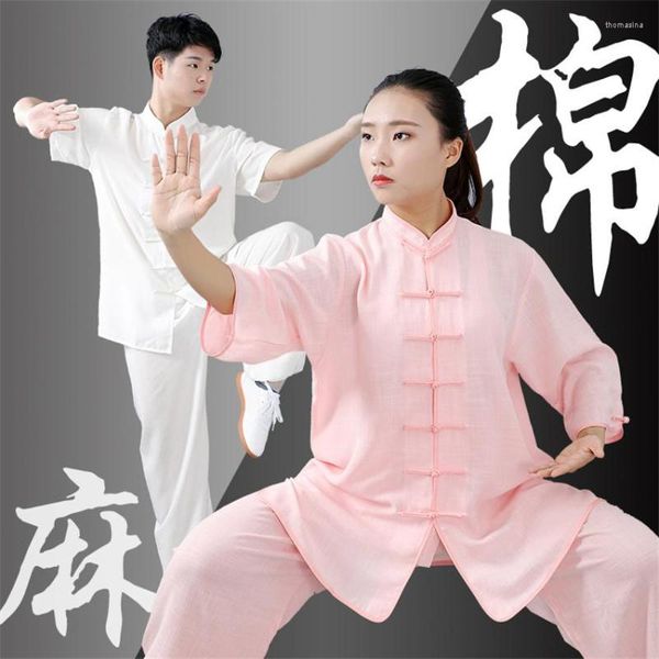 Ethnische Kleidung Unisex-Tai-Chi-Uniformen im traditionellen chinesischen Stil, orientalische Wushu-Aufführungskostüme, Flügel aus Leinen und Baumwolle.