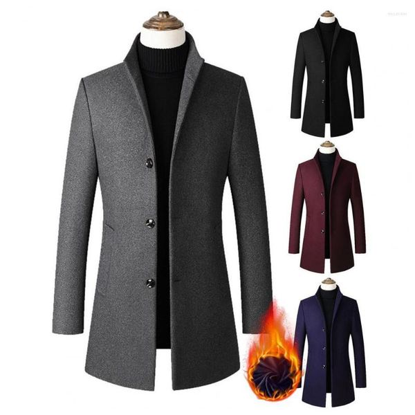 Jaquetas masculinas homens blusão elegante casacos de inverno retro botão-breasted com grandes bolsos negócios casuais para ao ar livre