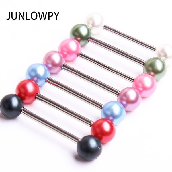 Labret Lip Piercing Jóias Tongue Bar Corpo Jóias Mix 7 Cor 100pcs UV Acrílico Pérola PVD Língua Anel Barbell Mamilo 230906