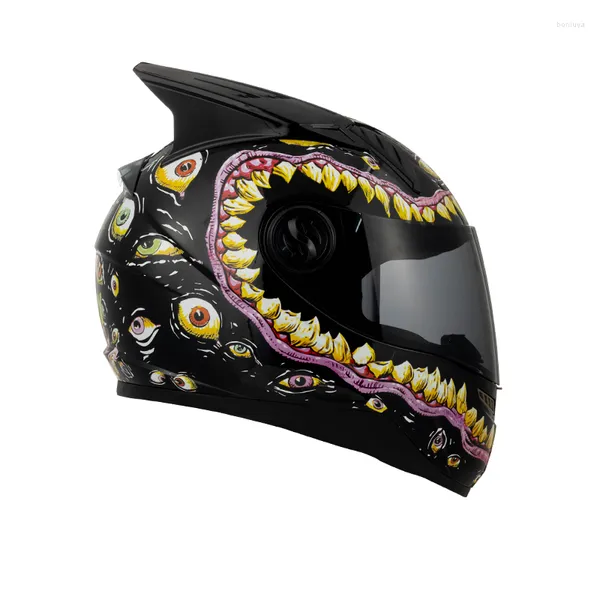 Caschi moto omologati DOT Casco integrale da corsa con lente singola Sicurezza Forte resistenza Off Road Nero