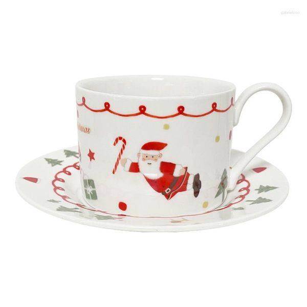 Tazze Piattini Tazza da caffè Kawaii Ins Natale Babbo Natale Tazza in ceramica Latte Regalo per studenti Simpatico cartone animato per ufficio