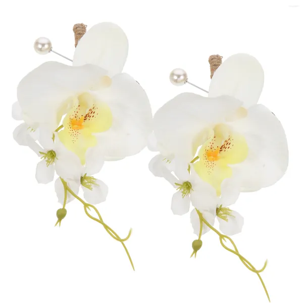 Dekoratif çiçekler 2 adet bilek çiçek gelin elbise boutonniere düğün pographic props balaenopsis çift ipek erkekler