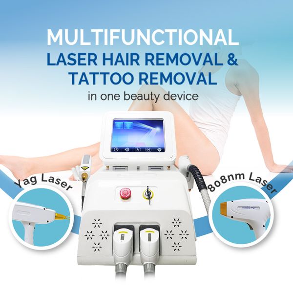 CE Aprovado 808 dispositivo de remoção de pêlos a laser de diodo Pele Aperto Nd Yag Laser permanente indolor Máquina de Remoção de Tatuagem