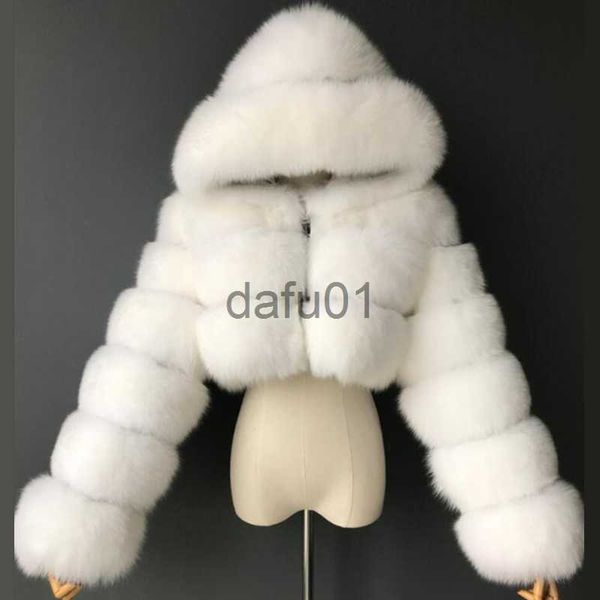 Mulheres Fur Faux Fur Moda Com Capuz Faux Fur Casaco Mulheres 2023 Inverno Alta Qualidade Quente Azul Peludo Casaco Elegante Colheita De Pelúcia Femme X0907