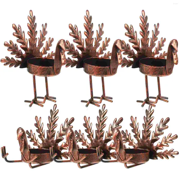 Titulares de vela 6 pcs turquia titular festa castiçal ornamentos de natal suporte de suporte de ferro decoração de mesa de jantar