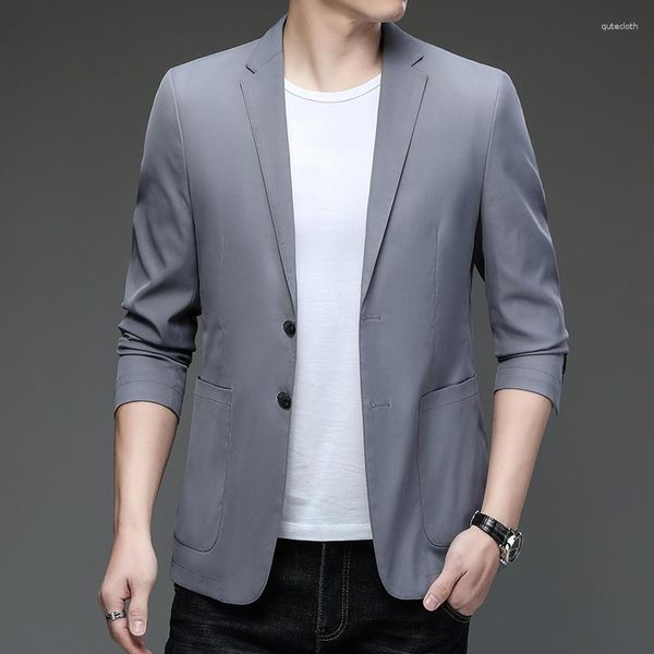 Ternos masculinos de alta qualidade para primavera tendência coreana fino ajuste blazers roupas marca masculino negócios casual vestido jaquetas