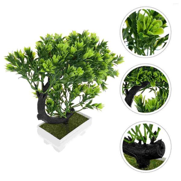 Fiori decorativi Artificiali in vaso Ornamento falso Bonsai Ornamento Fiore Decor Realistico Desktop Albero Fioriere da esterno in plastica