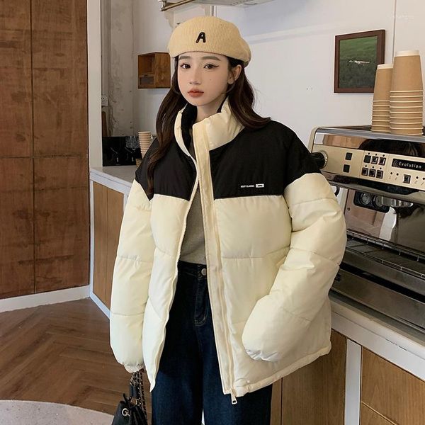 Jaquetas femininas 2023 inverno curto jaqueta casaco coreano solto bolso profundo manga longa grosso pão quente moda estilo casual