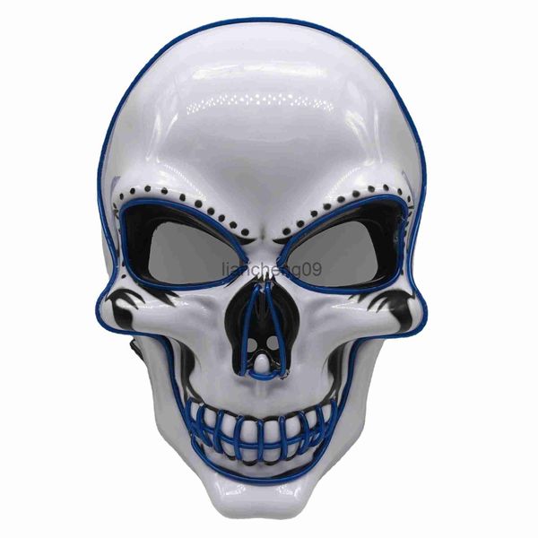 Maschere per feste Halloween Skeleton LED GLOW Mask Maschera luminosa Maschera del cranio Game Punteggi per feste Maschera Blowing Mask Light Up in the Dark X0907